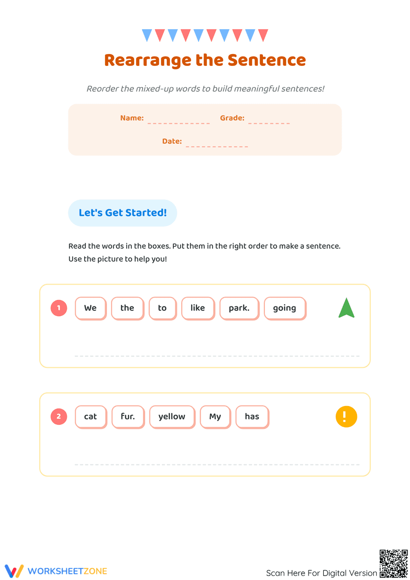 Rearrange the Sentence Worksheet | Grade 1-3 Essential