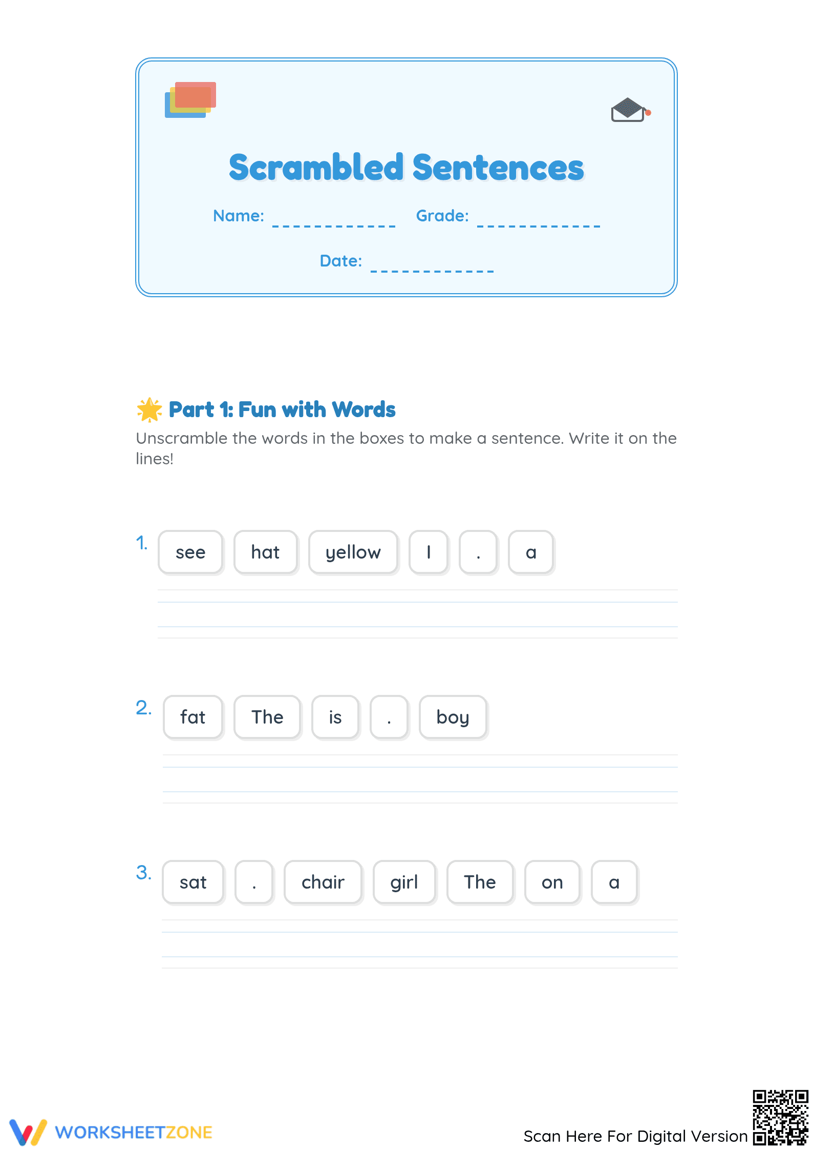 Scrambled Sentences - Page 1