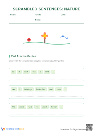 Scrambled Sentences Worksheet | Grade 1-3 Essential