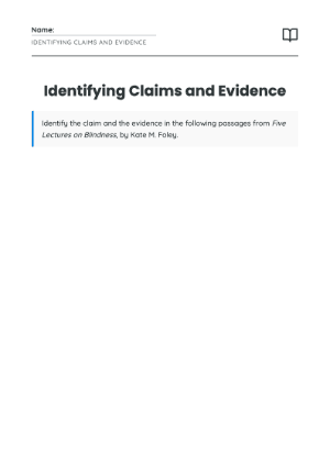Identifying Claims and Evidence Worksheet – Critical Reading Practice