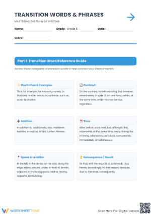Transition Words Worksheet | Grade 6 Essential Guide
