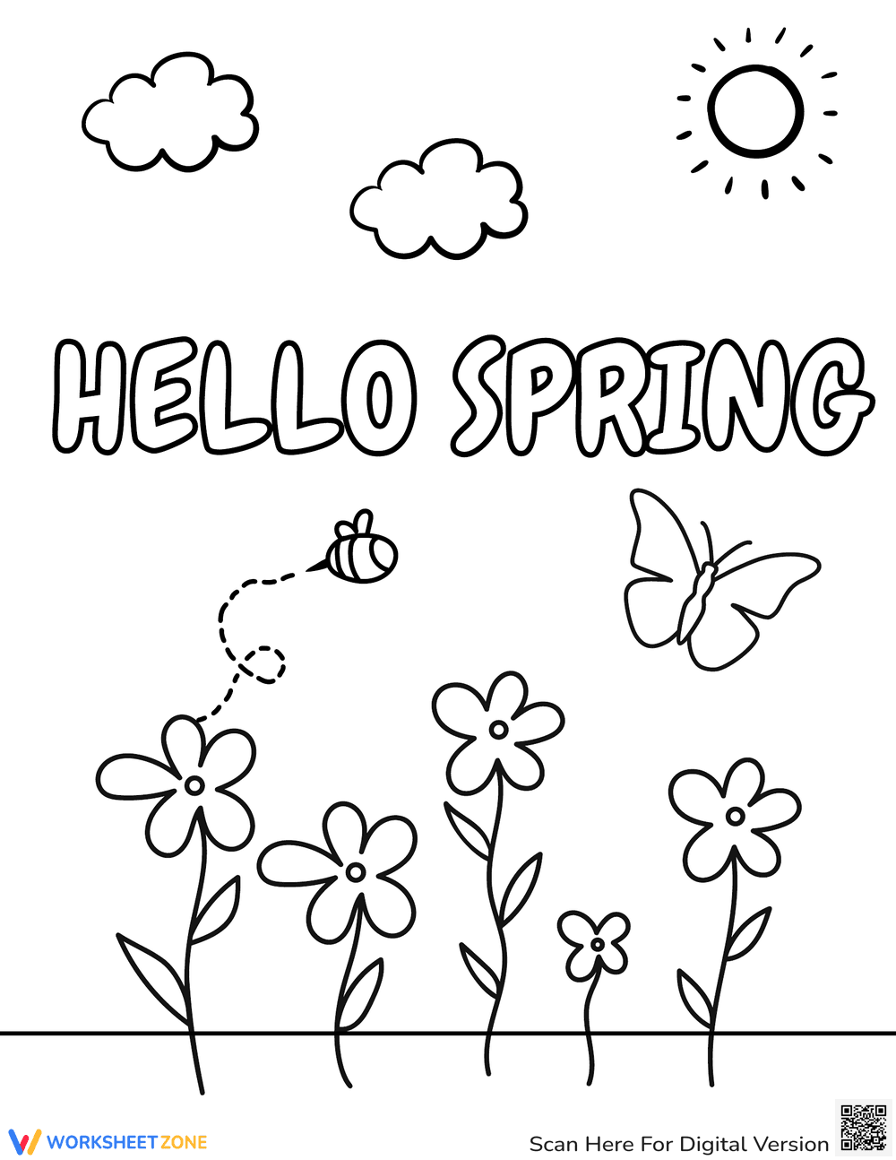 Beautiful Spring Coloring Page for Creative Kids - Page 1