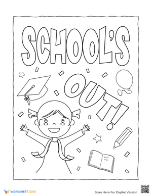 School's Out End Of Year Celebration Coloring Page