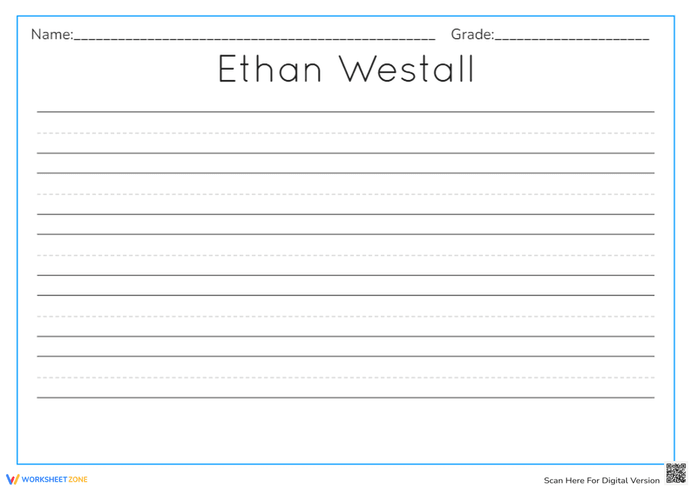 Ethan Westall: Handwriting Practice - Page 1