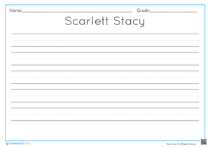 Grade 1 Name Writing — Printable No-Prep Worksheet