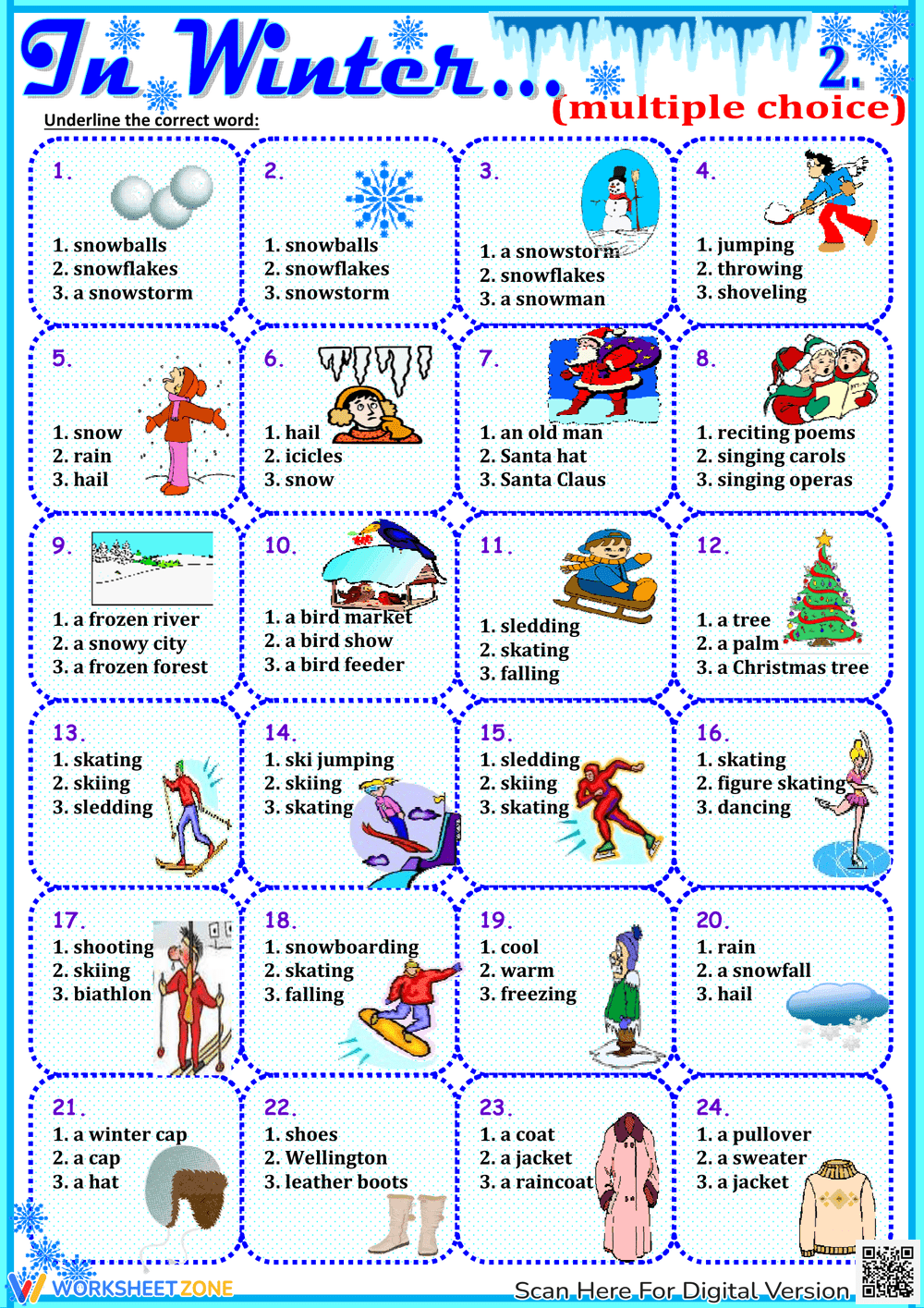 Essential Winter Vocabulary Worksheet | Grades 1-3 - Page 1