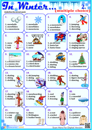 Essential Winter Vocabulary Worksheet | Grades 1-3