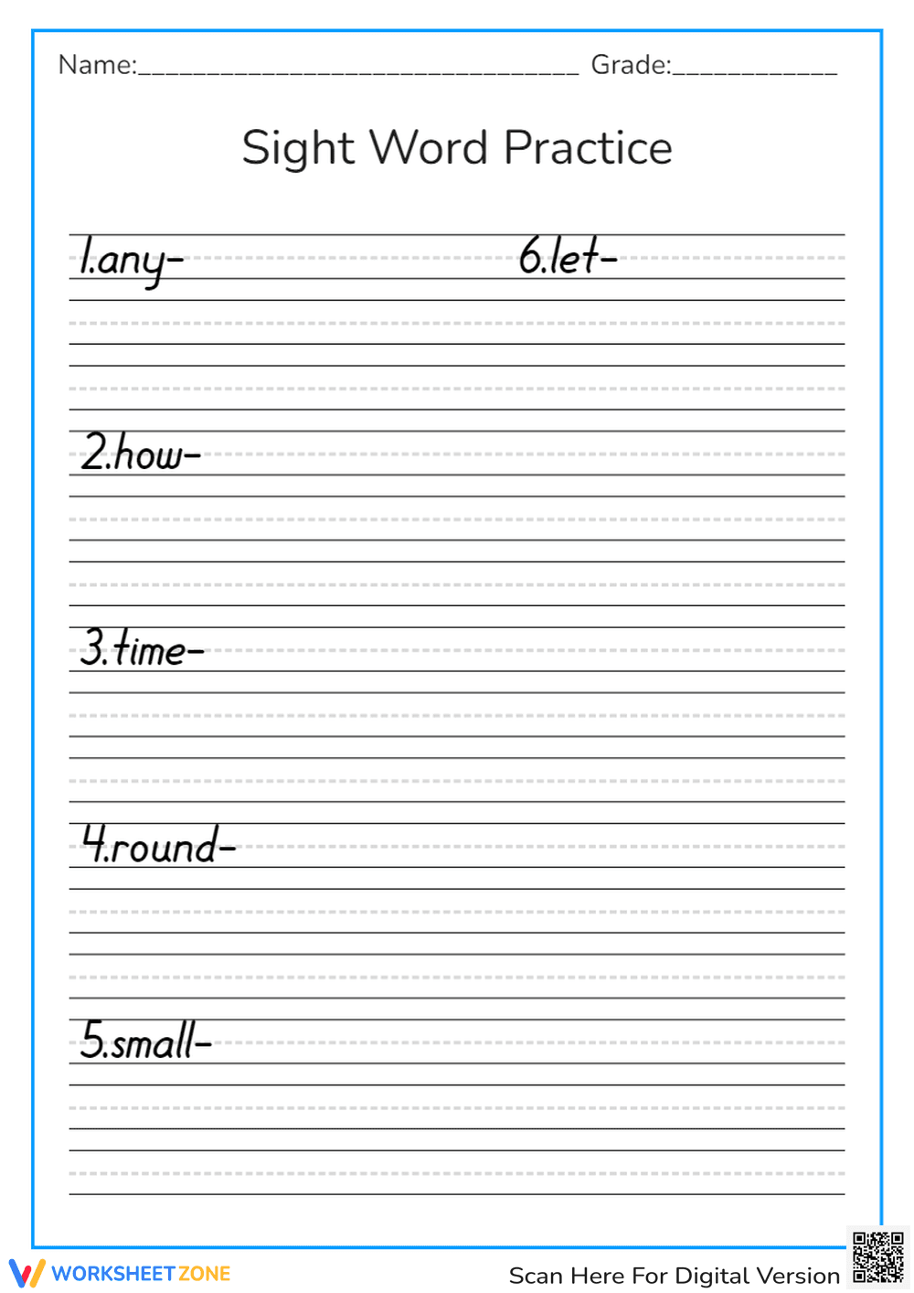 Sight Words Handwriting Practice - Page 1