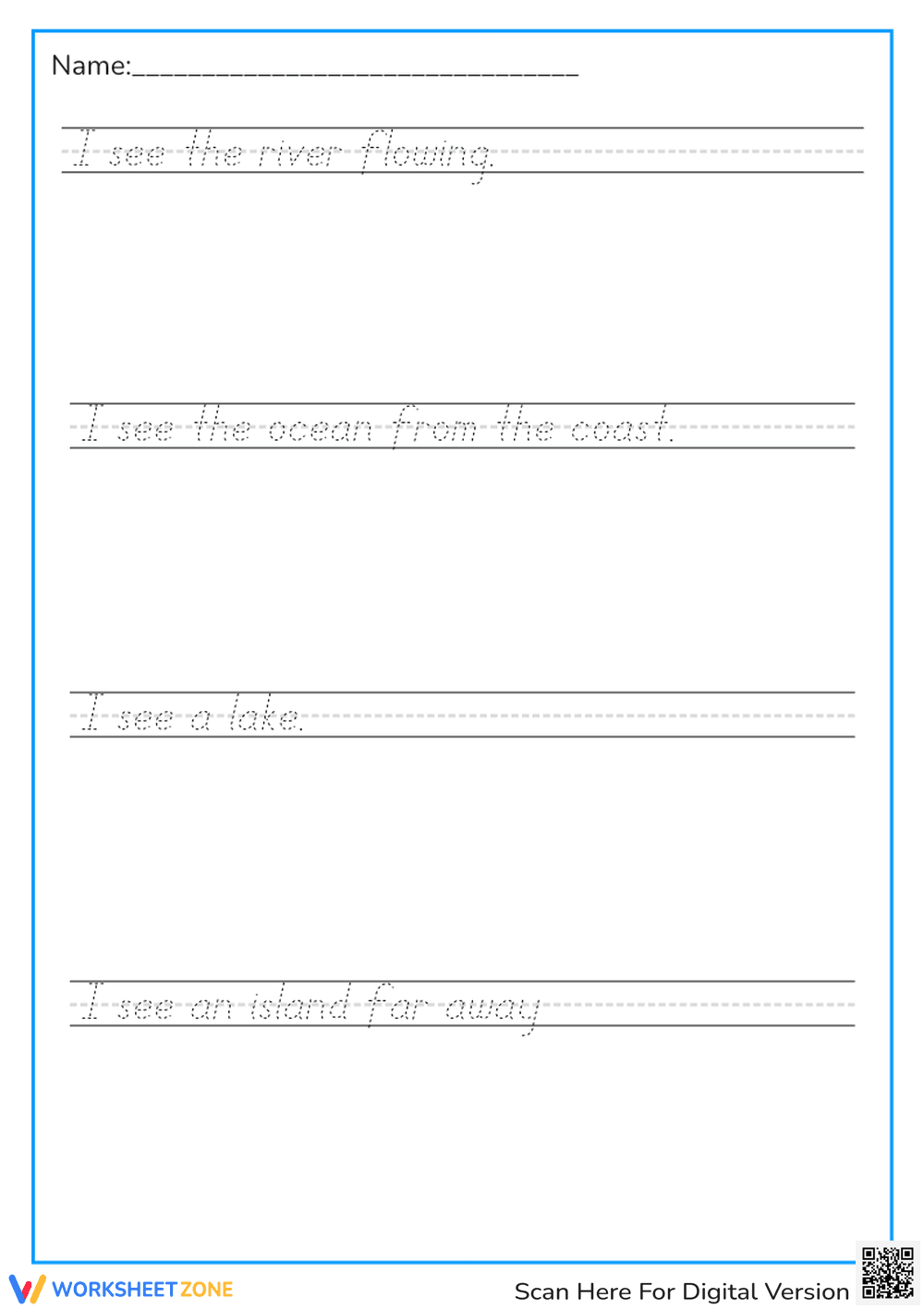Landforms Tracing Practice Sheet - Page 1