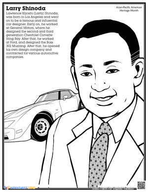 Coloring Page: Automotive Designer Larry Shinoda