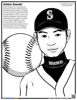 Coloring Page: Baseball Star Ichiro Suzuki