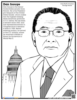 Coloring Page: Senator Daniel Inouye