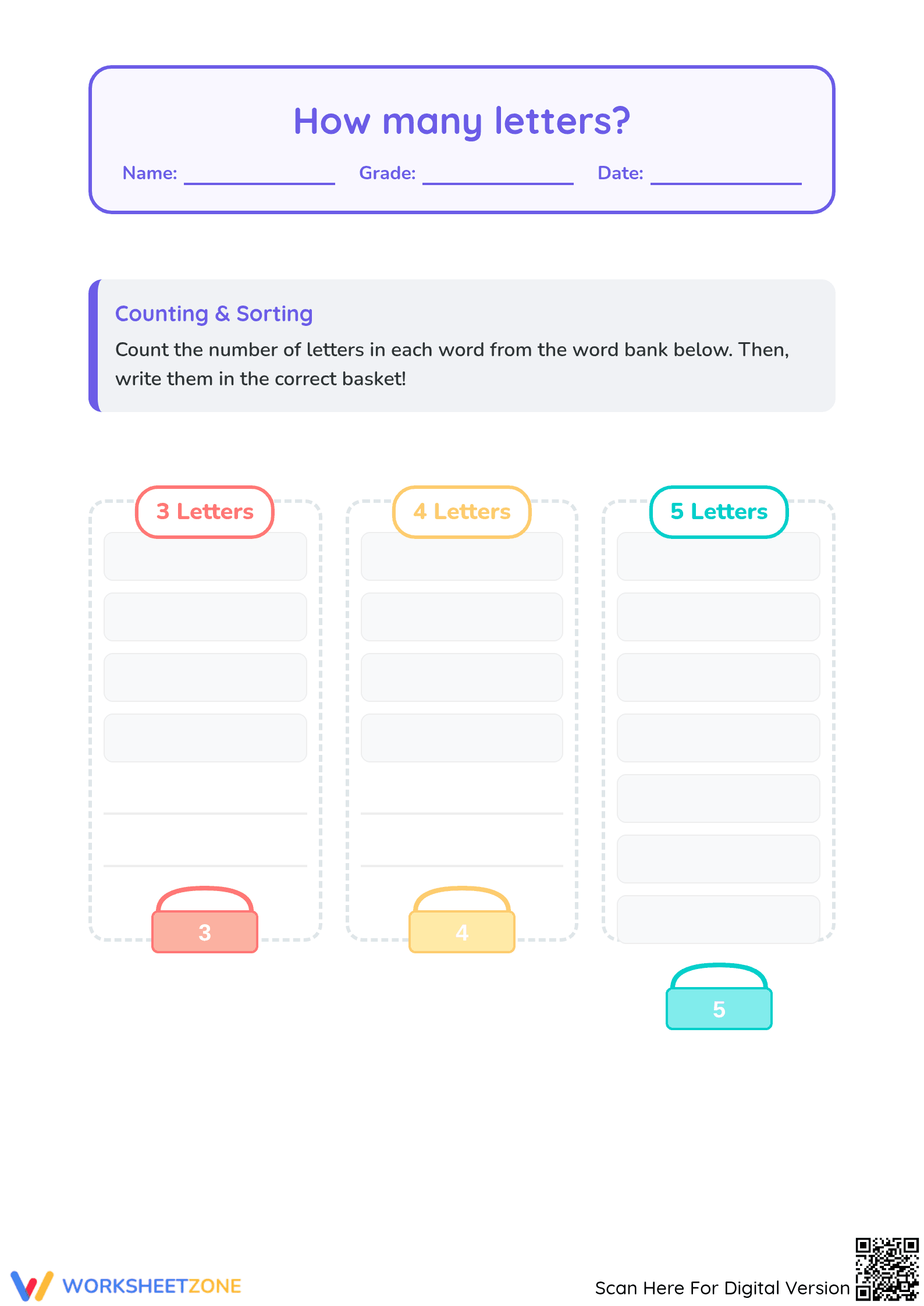 Printable Word Sorting Worksheet | Grade 2 ELA - Page 1