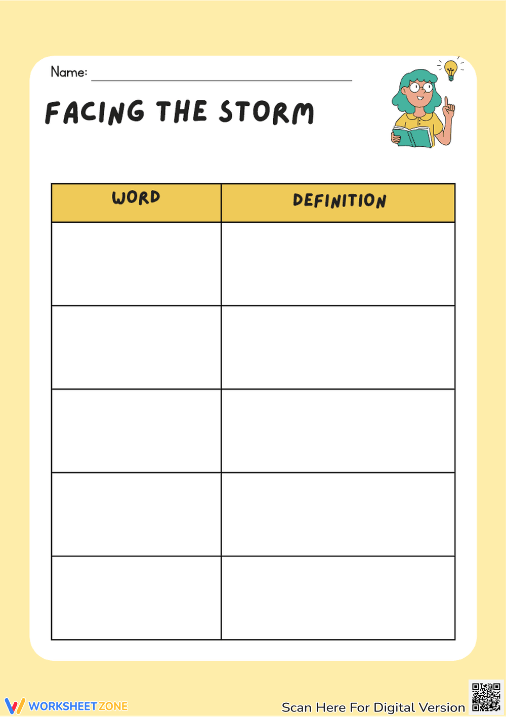 Printable Vocabulary Definition Worksheet | Grade 6 - Page 1