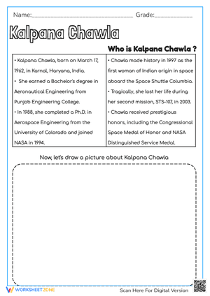 Kalpana Chawla Biography Worksheet | Essential Grade 5-7