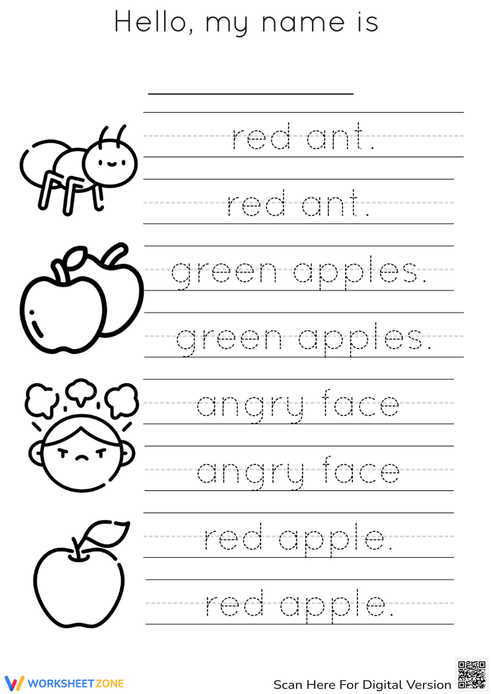 "Hello, My Name Is" - Fun Handwriting for Kids - Page 1