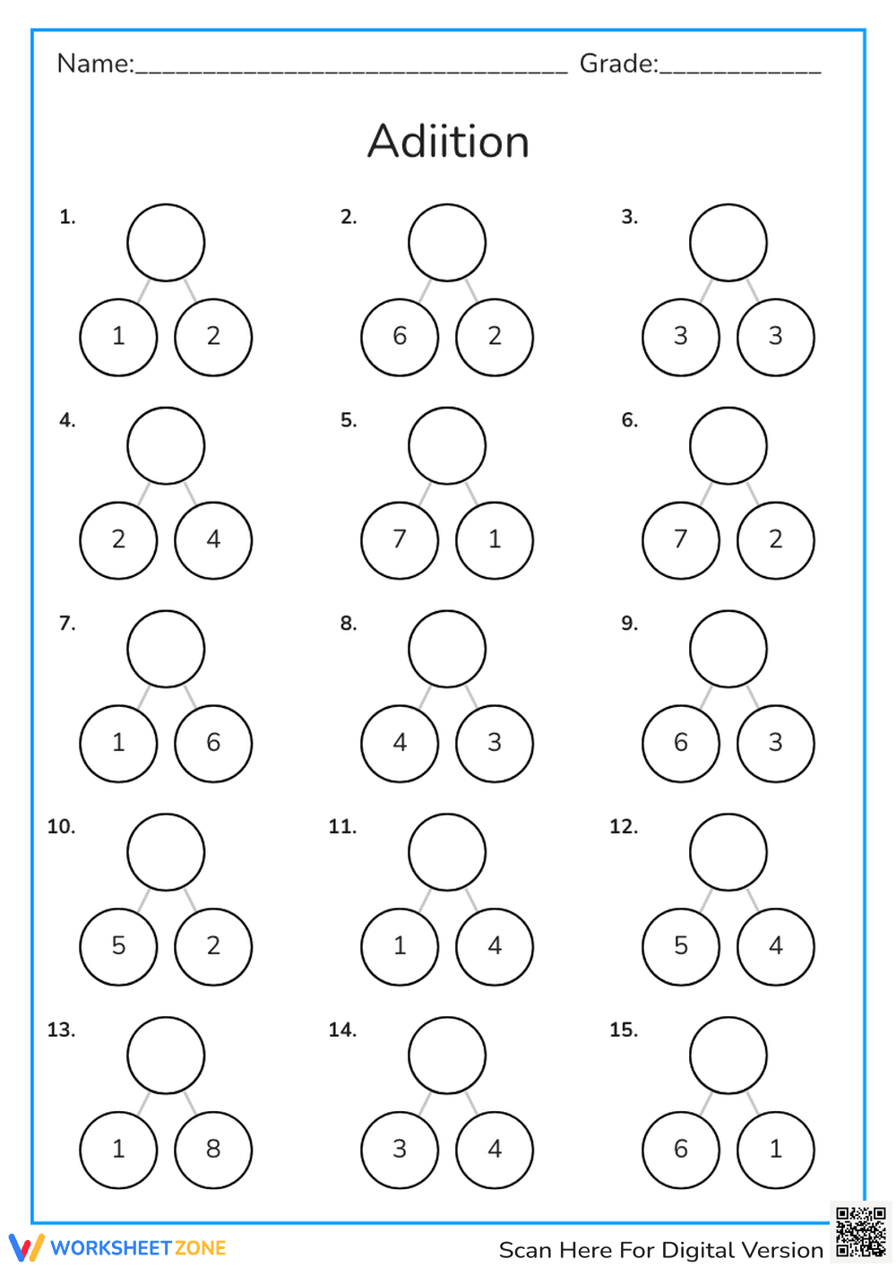 Basic Addition Practice – Number Bond - Page 1