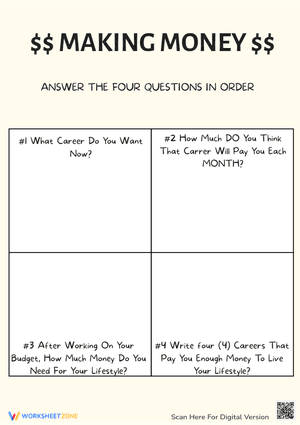 Making Money Career Worksheet | Grade 4 Essential