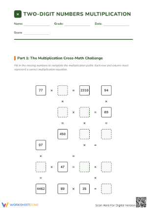 Two-Digit Multiplication Worksheet | Grade 4 Printable