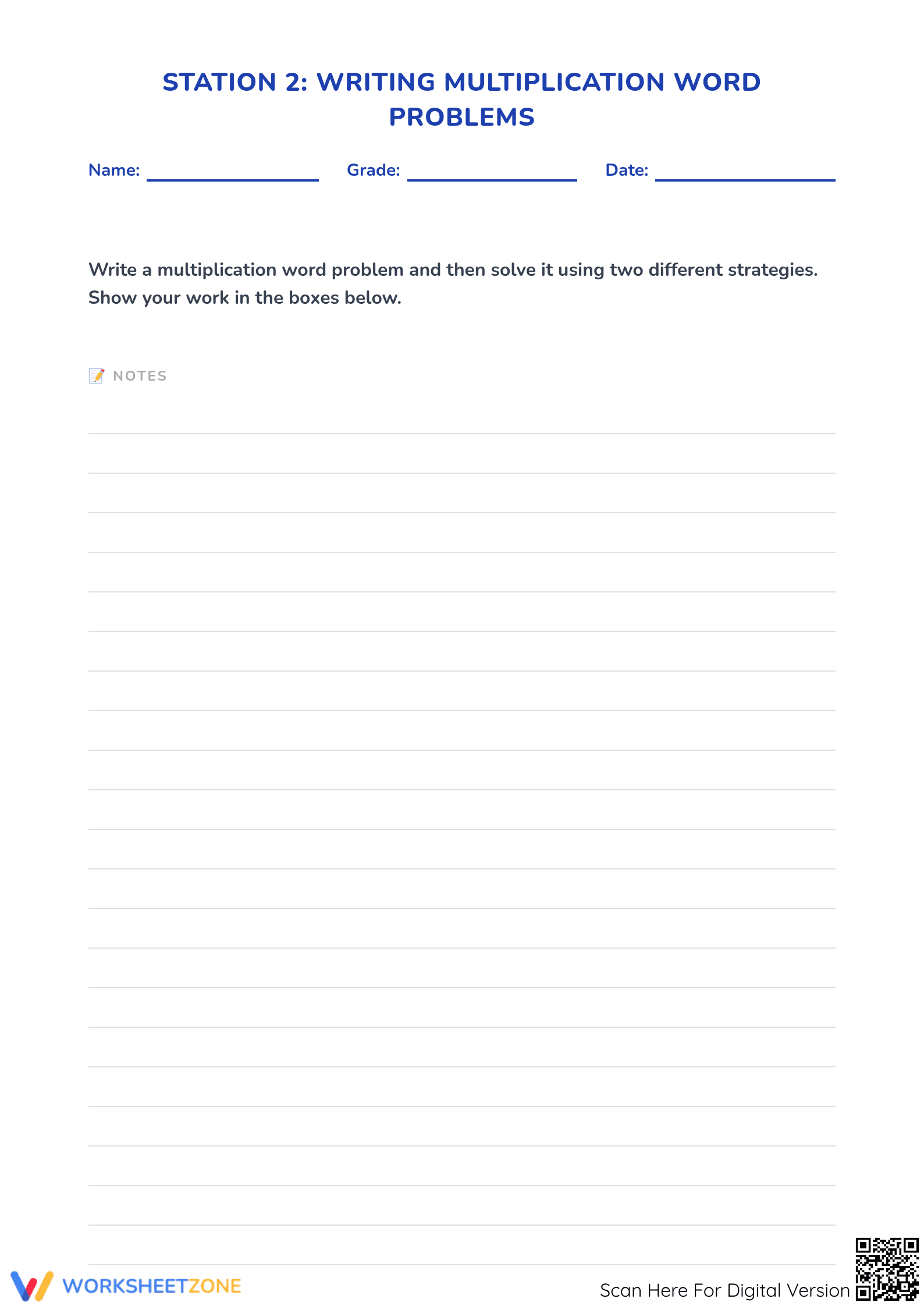Multiplication Word Problems Worksheet | Grade 4 Printable - Page 1