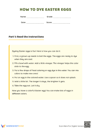 Easter Egg Reading Worksheet | Grade 2 Essential