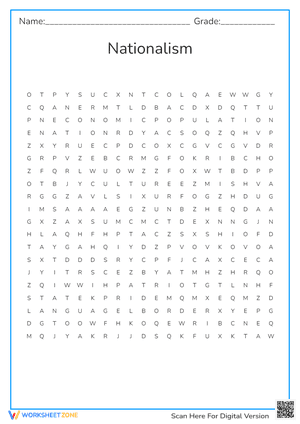 Nationalism Word Search | Grade 4 Essential Worksheet