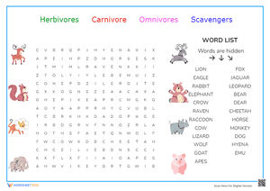 Grade 2 Animal Vocabulary — Printable No-Prep Worksheet