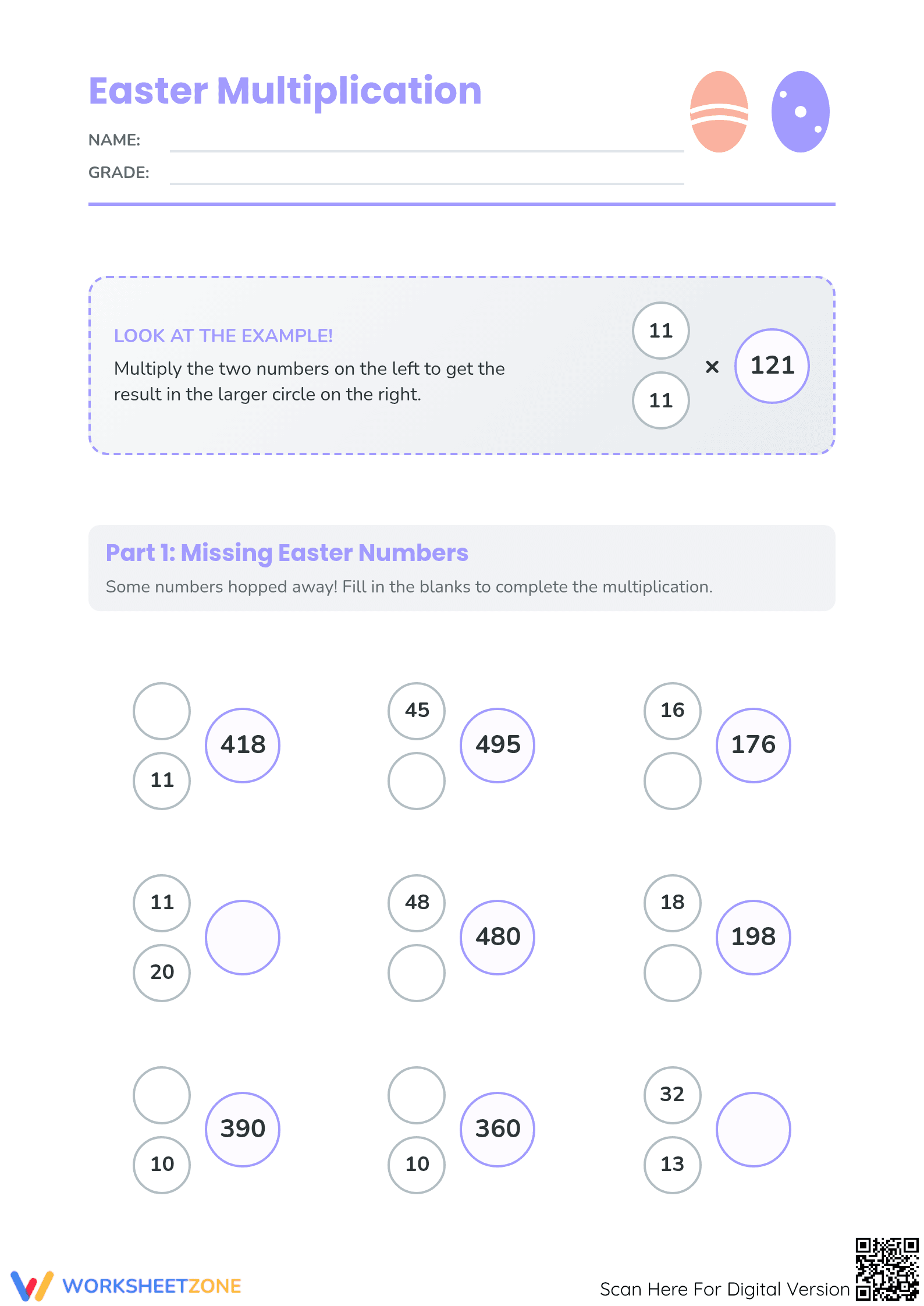 Printable 2-Digit Multiplication Worksheet | Grade 4 Math - Page 1