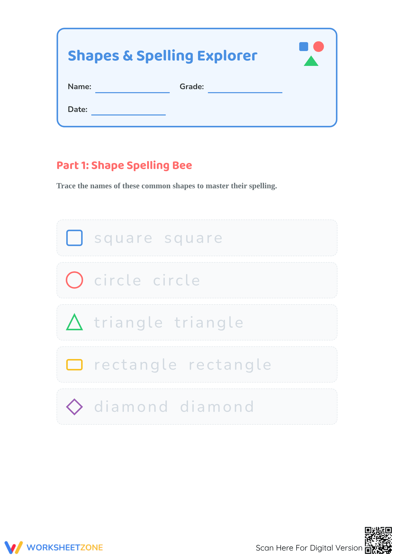 Printable Shape Attributes Worksheet | Grade 2 Math - Page 1
