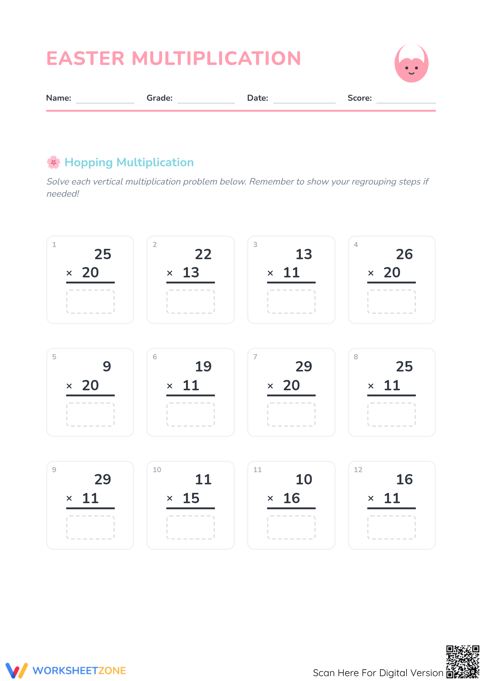 Easter Multiplication Worksheet | Grade 4 Essential - Page 1