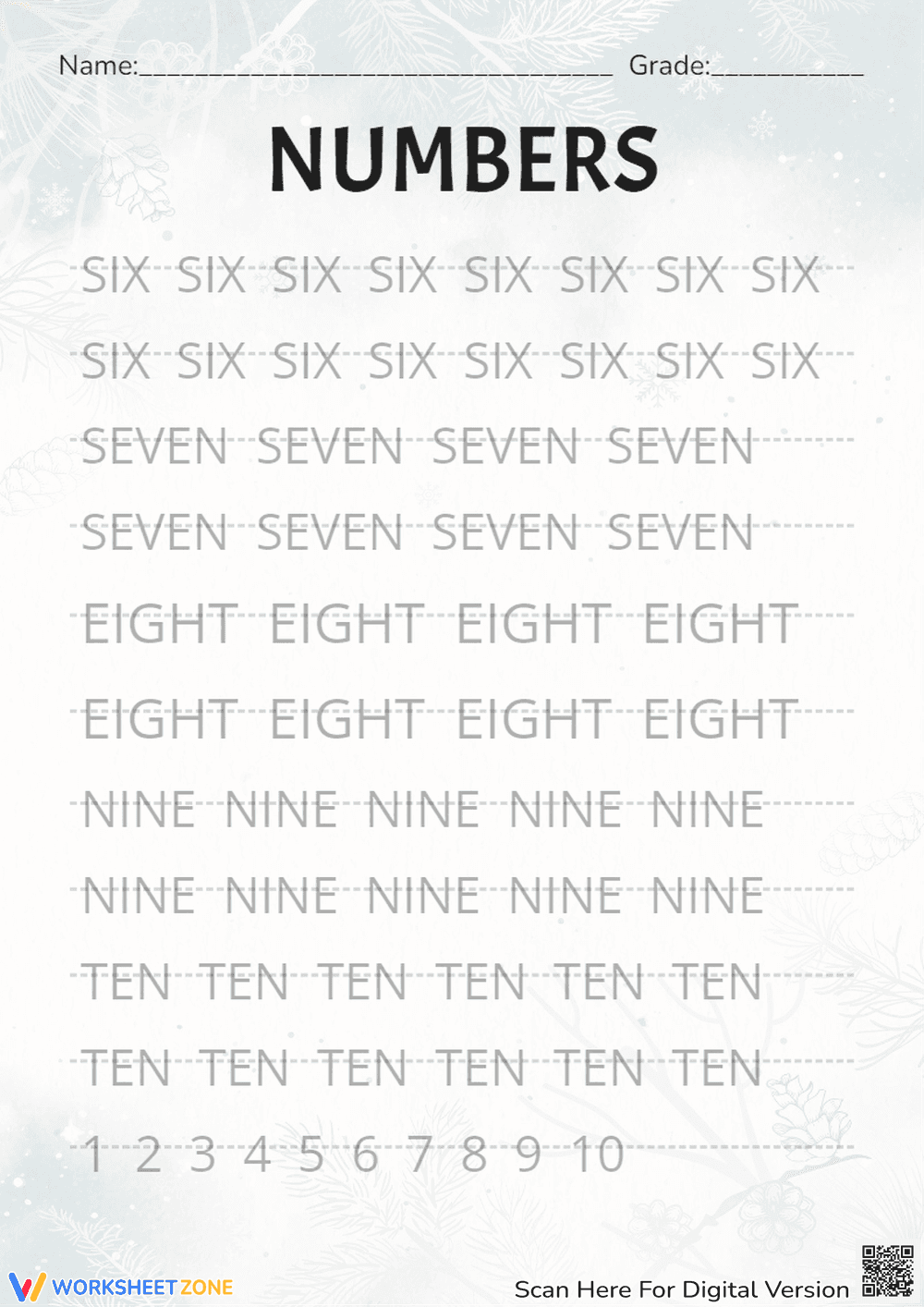 Number Recognition Worksheet - Page 1