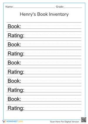 Printable Book Inventory Worksheet for Preschool