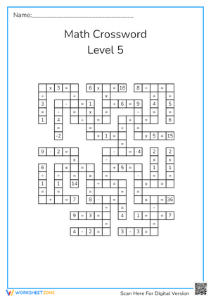 Printable Math Crossword: Grade 4 Mixed Operations