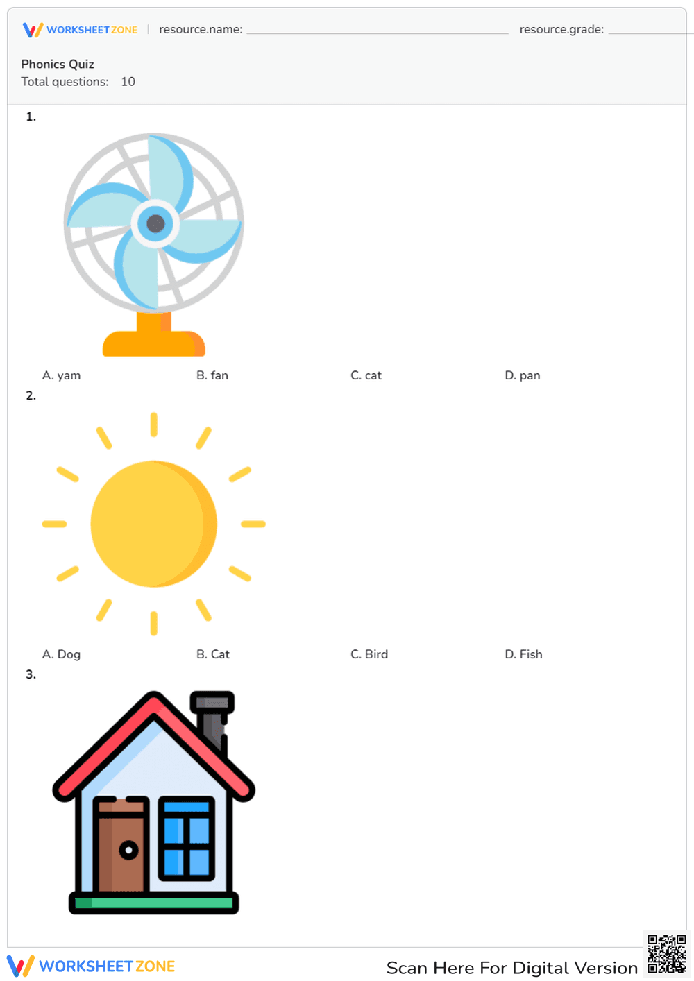 Grade K-1 Object Recognition — Printable No-Prep Worksheet - Page 1
