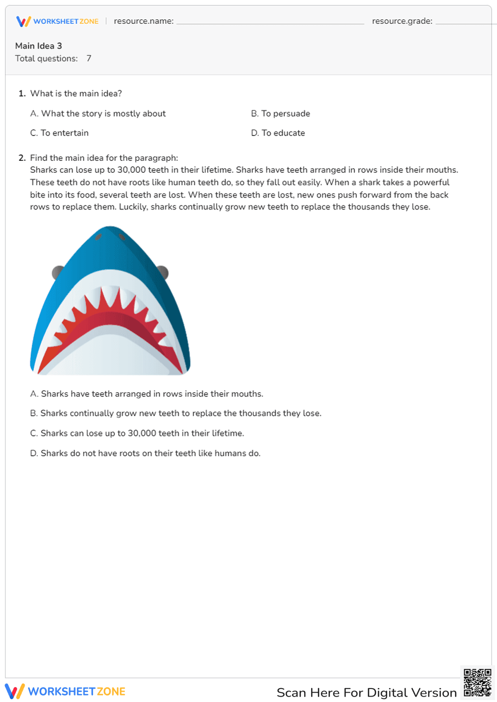 Finding the Main Idea in Paragraphs - Page 1