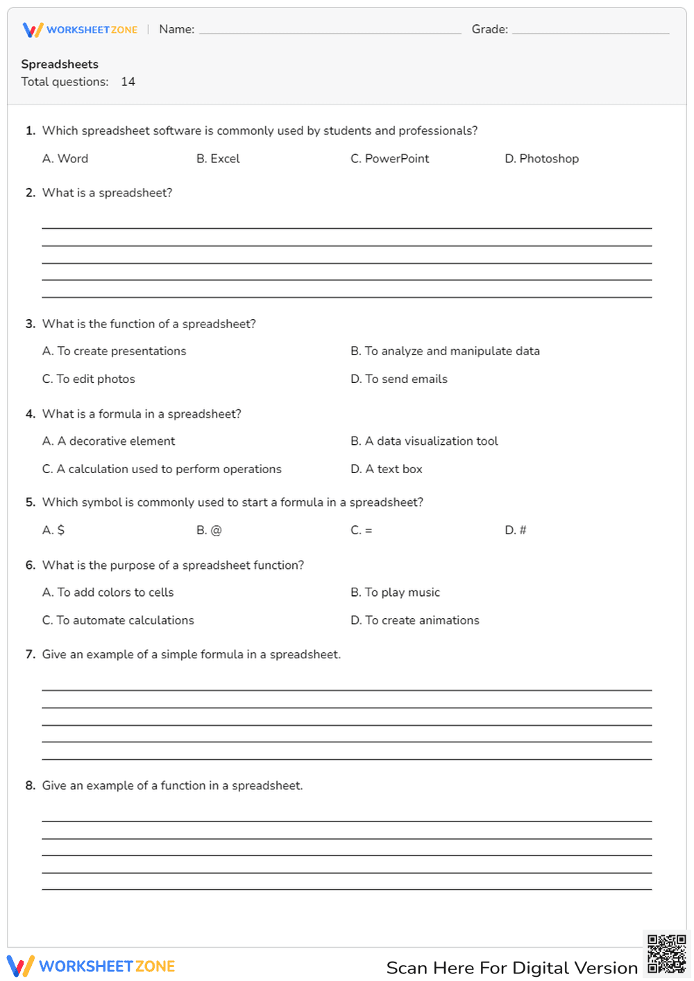 Spreadsheets - Page 1