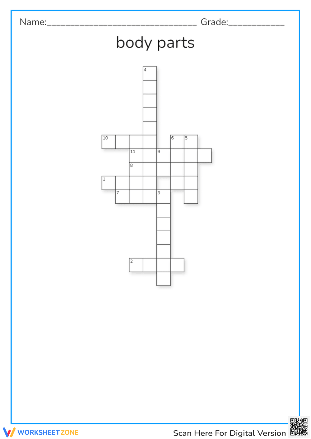 Learn Body Parts with a Fun Crossword - Page 1