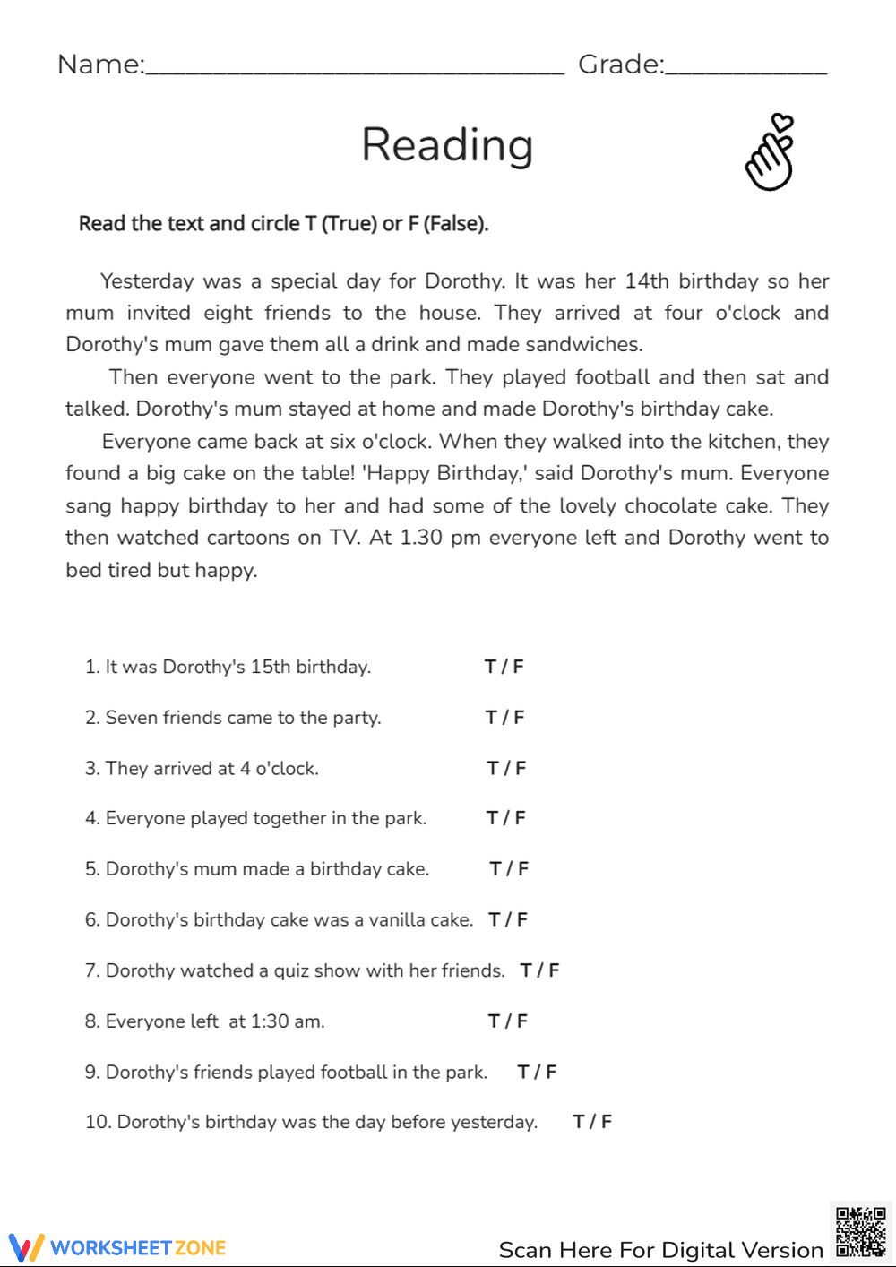 Birthday-Themed Reading Comprehension - Page 1