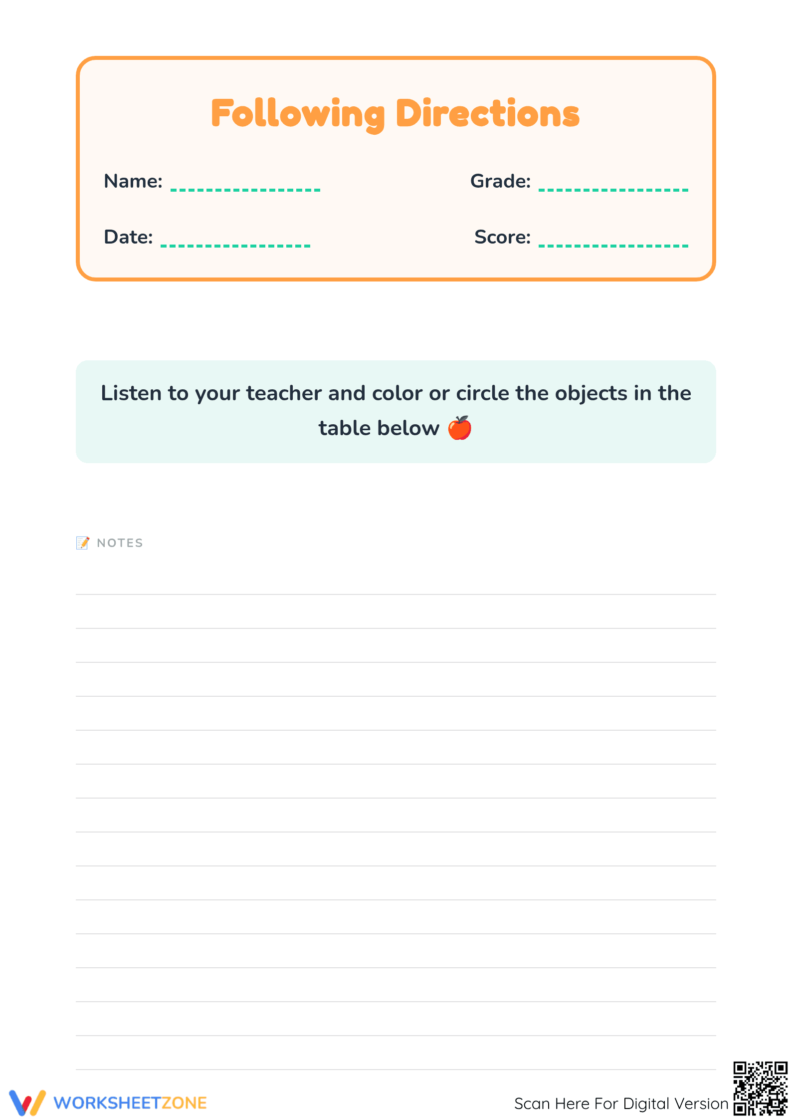Fruits & Veggies: Following Directions - Listen & Color! (Pre-K) - Page 1