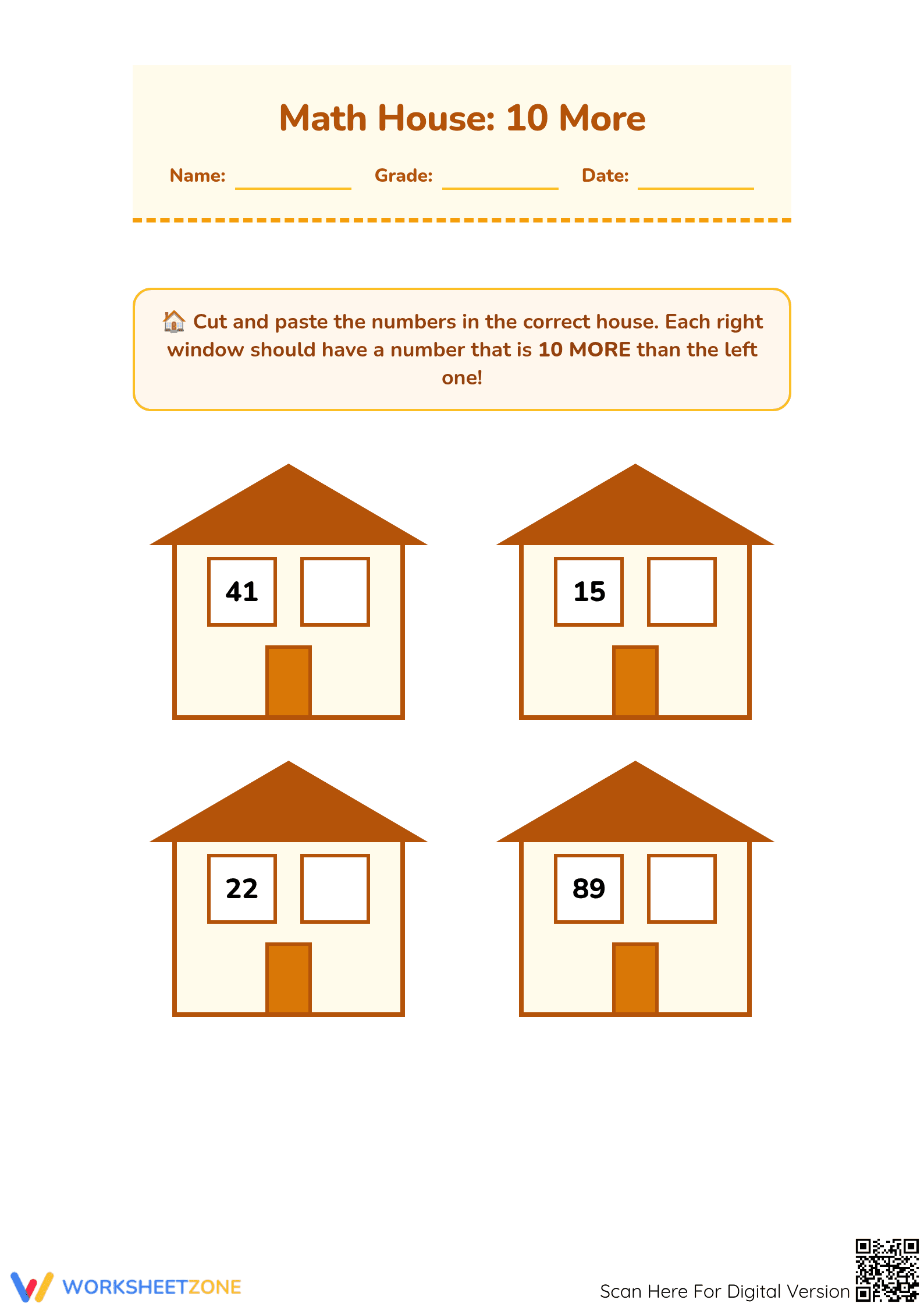 10 More Worksheet | Printable Grade 2 Math - Page 1