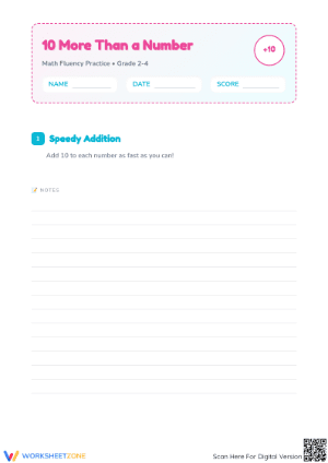10 More 10 Less Addition Worksheet | Grade 2 Essential