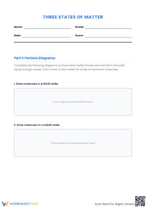 States of Matter: Draw & Describe - Science Worksheet (Gr. 3-6)