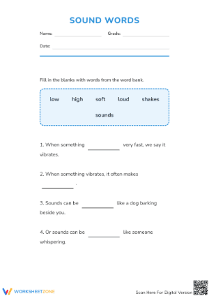 Sound Words Worksheet | Essential Grade 1 Science