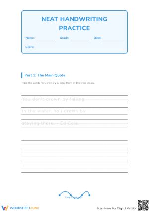 Ed Cole Quote Handwriting Practice - Grades 1-3 Penmanship