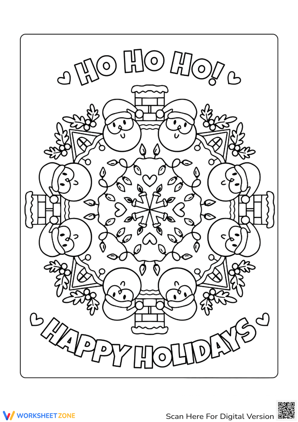 Santa Mandala Coloring - Page 1