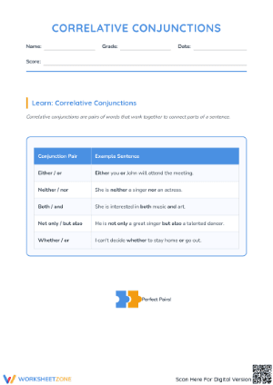 Correlative Conjunctions Worksheet | Grade 4 Ready