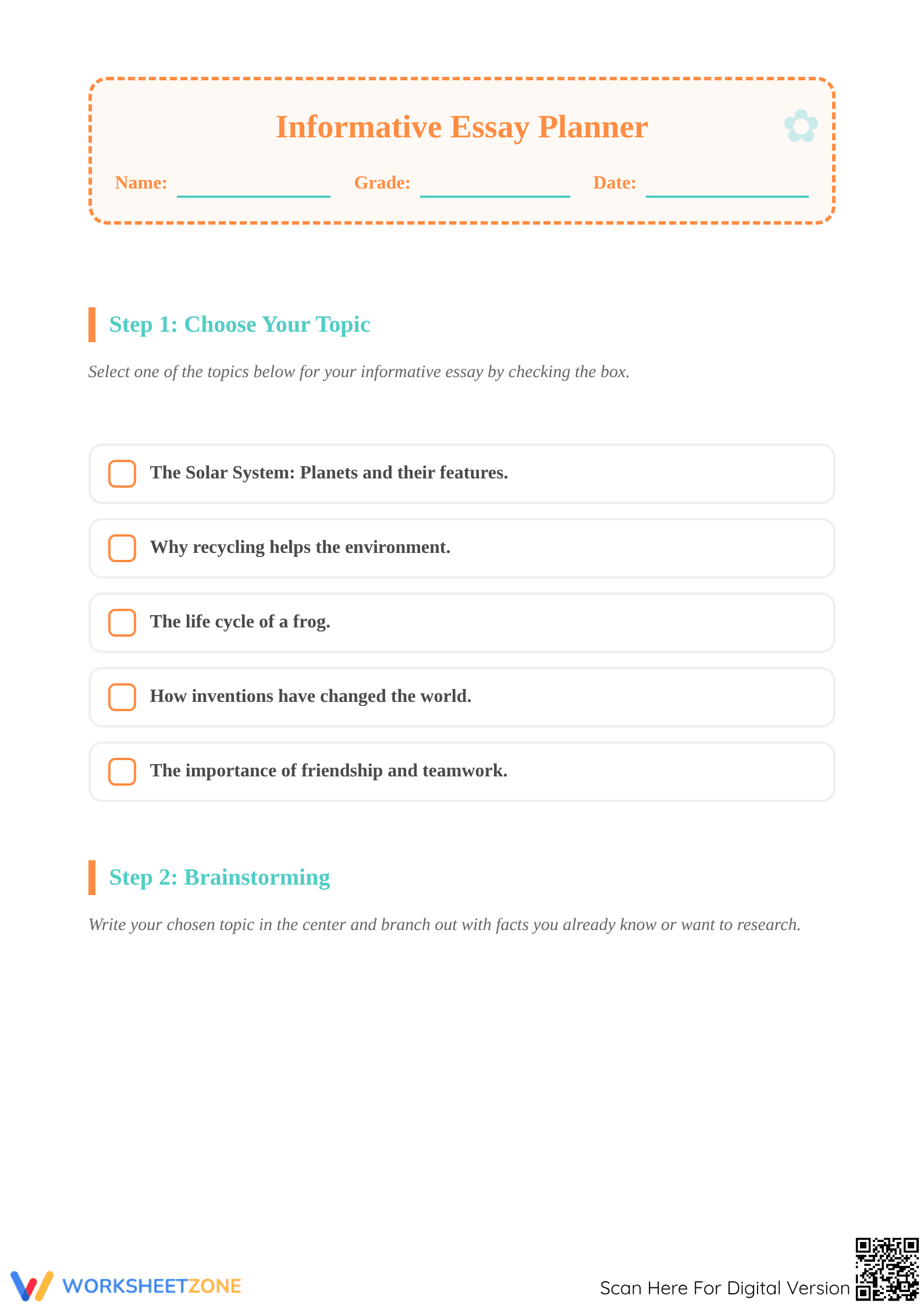 Grade 5 Informative Essay — Printable No-Prep Worksheet - Page 1