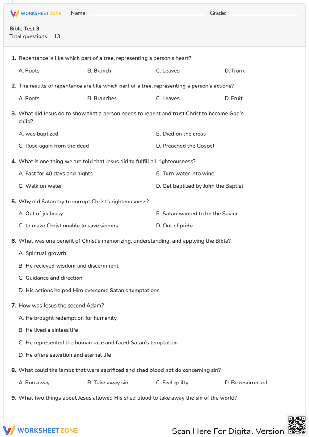 Bible Test 3 - Page 1