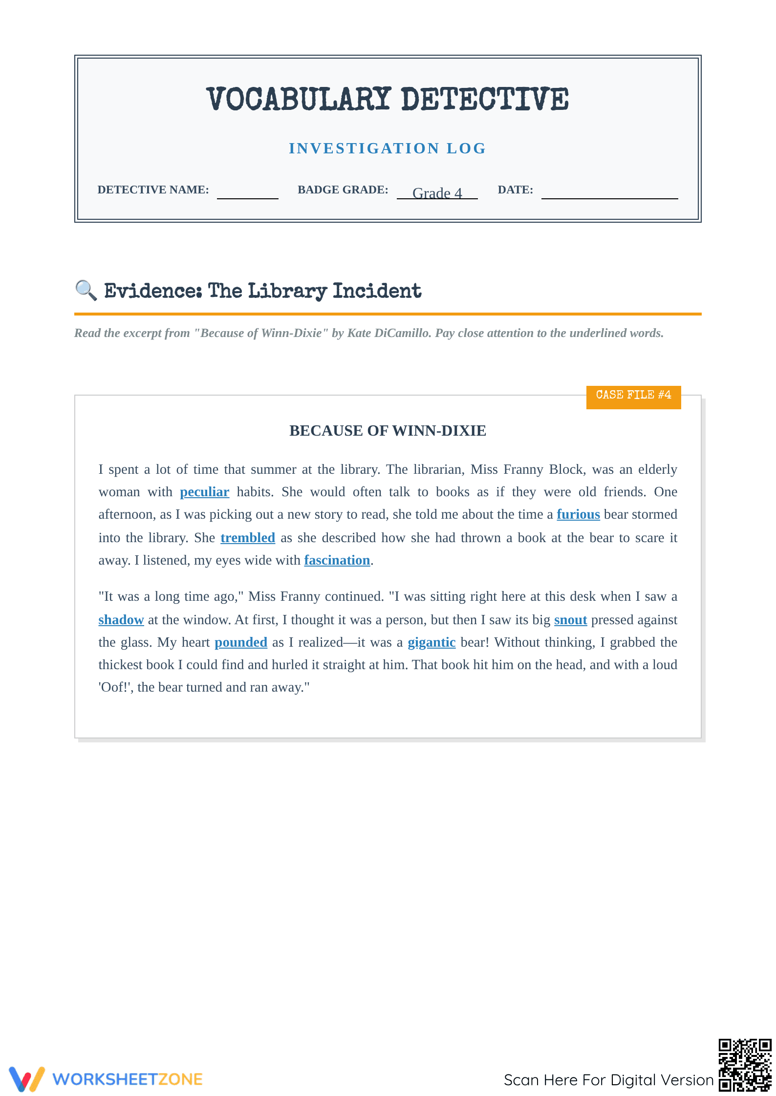 Grade 4 Vocabulary Detective: Essential Context Clues - Page 1