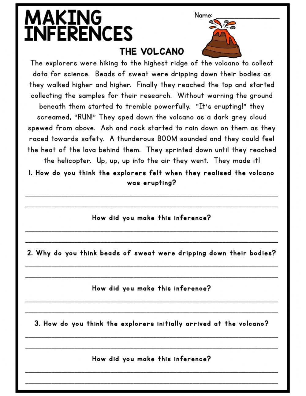 Making Inferences Printable Worksheet | Grade 6 ELA